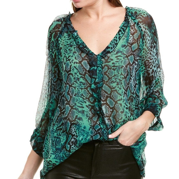 Ba&sh Rick Ruffled Animal Print Top - Picture 1 of 4